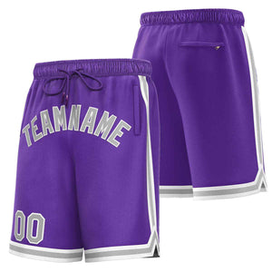 Short de basket-ball sport violet gris-blanc personnalisé