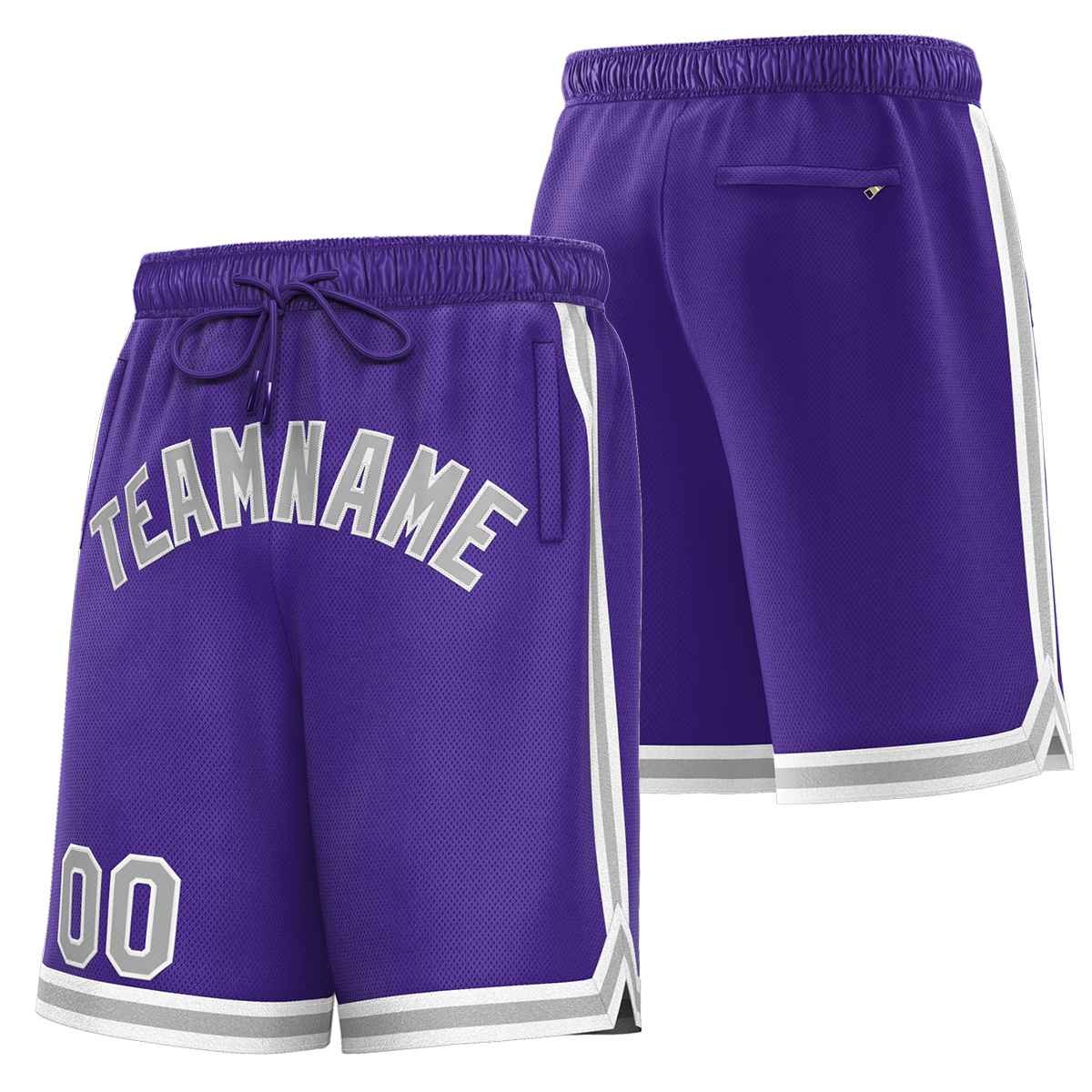 Short de basket-ball sport gris violet personnalisé