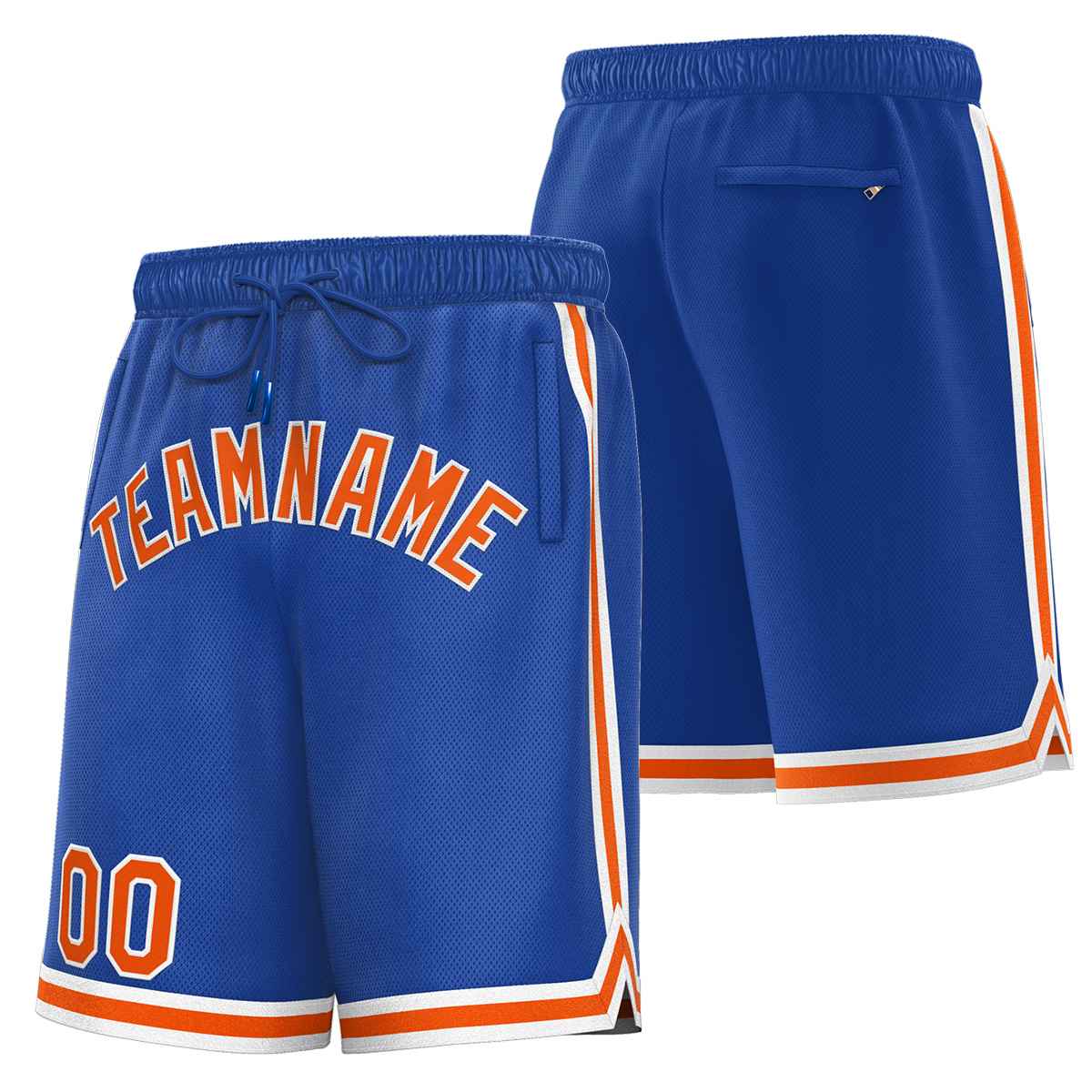 Short de basket-ball sport personnalisé Royal Orange-Blanc