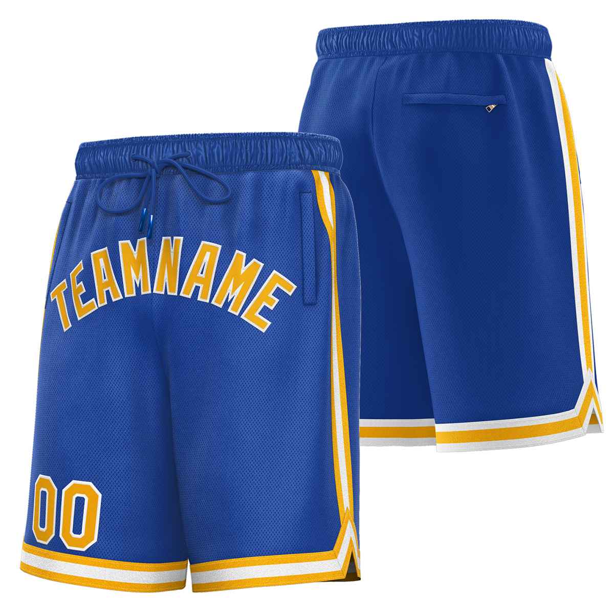 Short de basket-ball sport personnalisé jaune-blanc royal