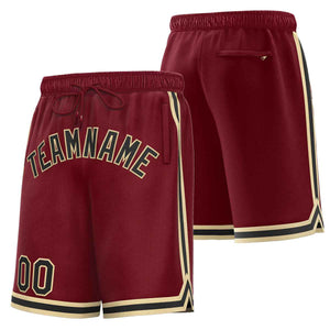 Short de basket-ball sport personnalisé marron noir-vieil or