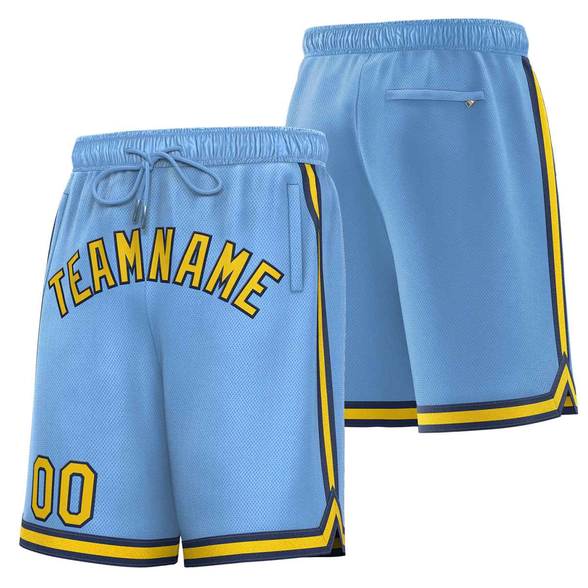 Custom Powder Blue Gold-Black Sport Basketball Shorts