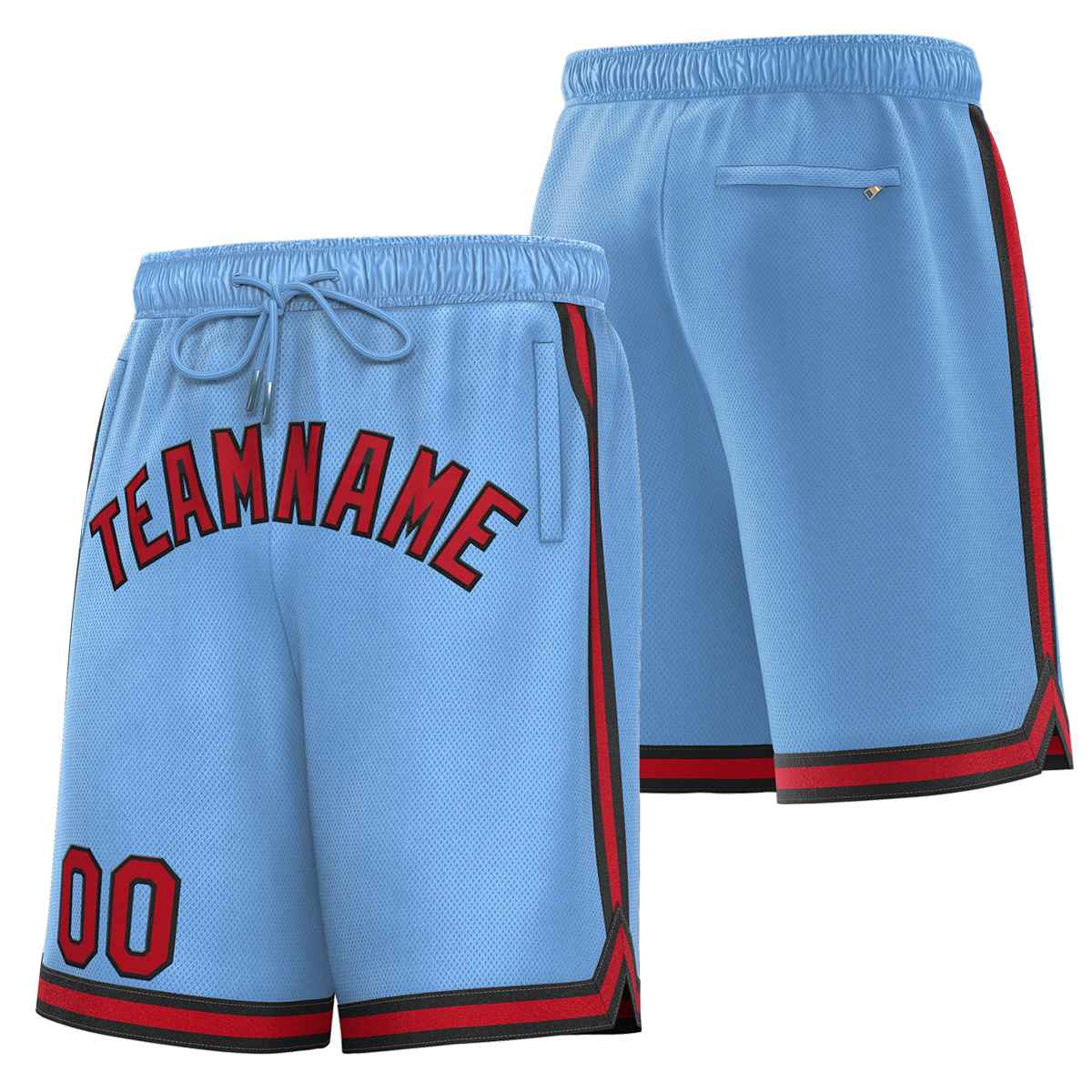 Custom Powder Blue Maroon-Black Sport Basketball Shorts