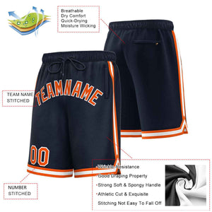 Custom Navy Orange-White Sport Basketball Shorts