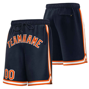 Short de basket-ball sport personnalisé bleu marine orange-blanc