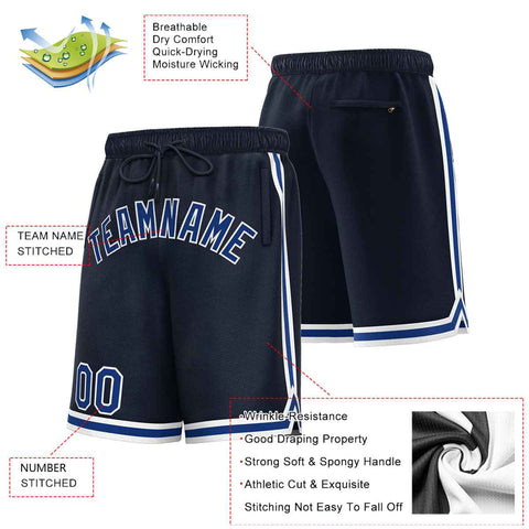 Custom Navy Royal-White Sport Basketball Shorts