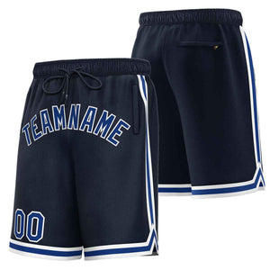 Short de basket-ball sport personnalisé bleu marine royal-blanc