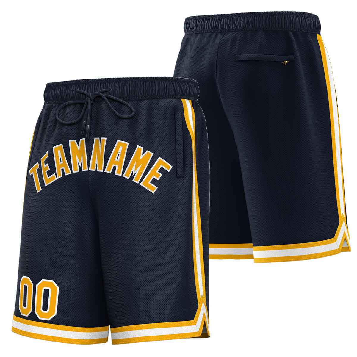 Custom Navy Gold-White Sport Basketball Shorts