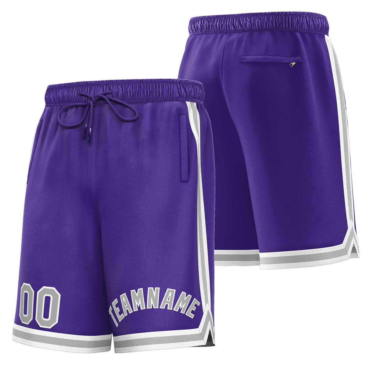 Short de basket-ball sport gris violet personnalisé