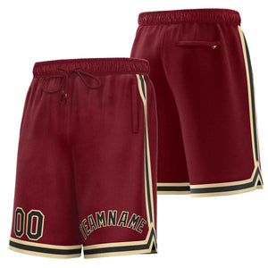 Short de basket-ball sport personnalisé marron noir-vieil or