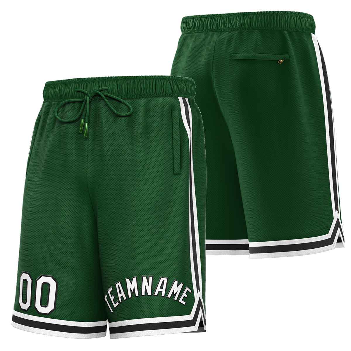 Custom Green White-Black Sport Basketball Shorts