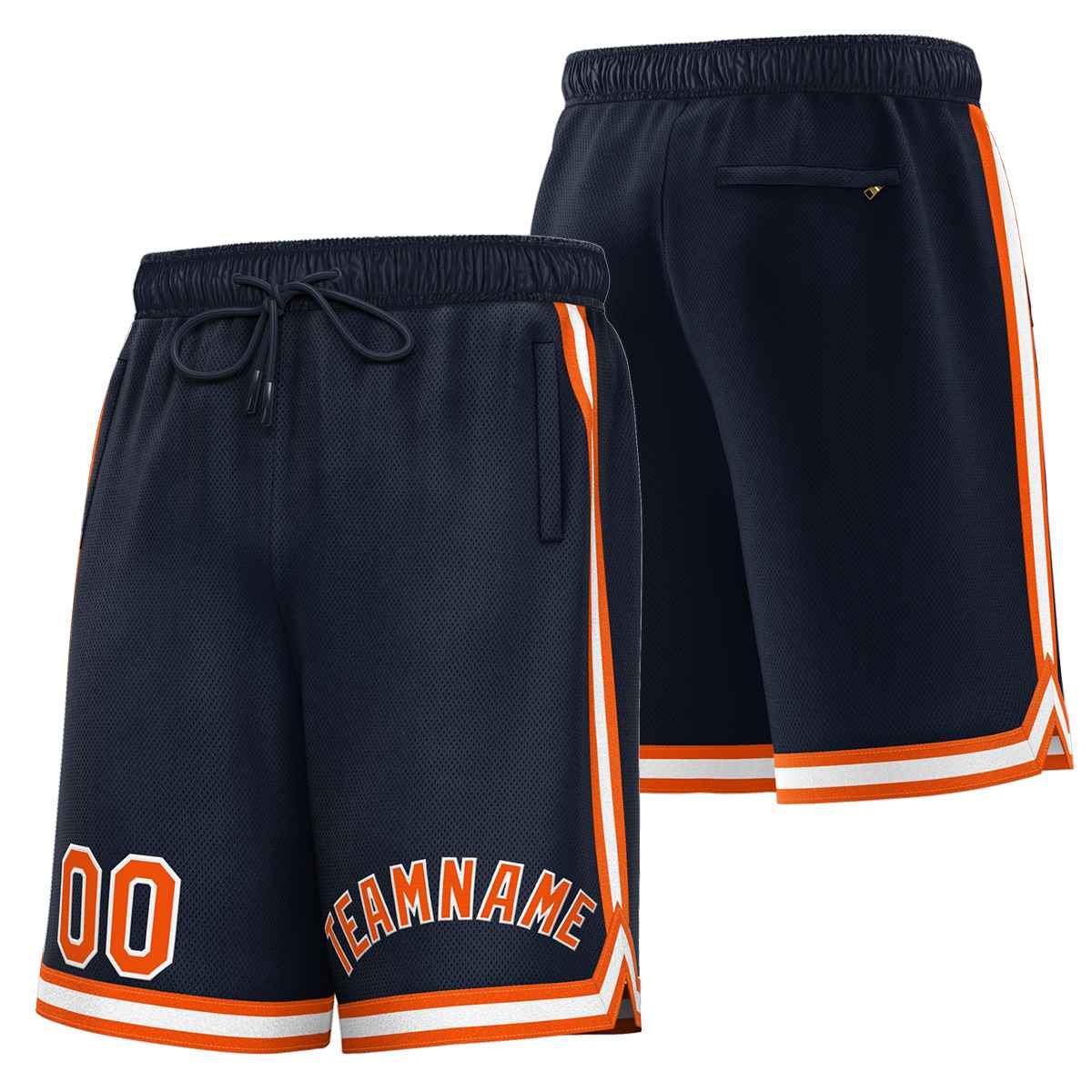 Custom Navy Orange-White Sport Basketball Shorts