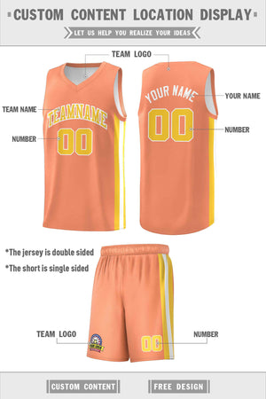 Maillot de basket-ball personnalisé pour hommes, ensemble Double face blanc Orange-jaune