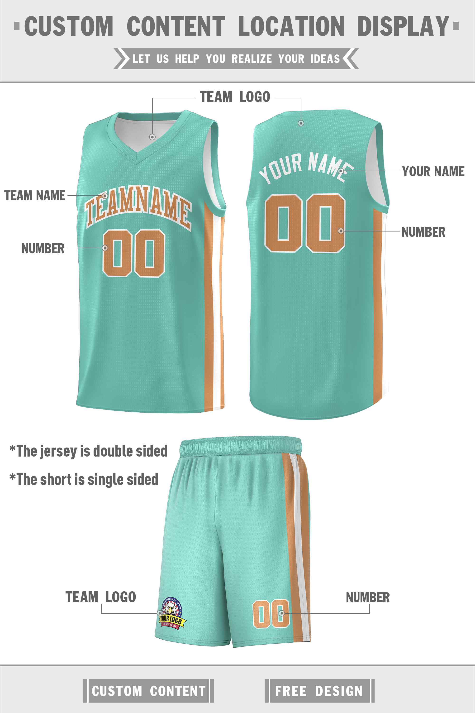 Custom White Aqua-Old Gold Double Side Sets Men Basketball Jersey