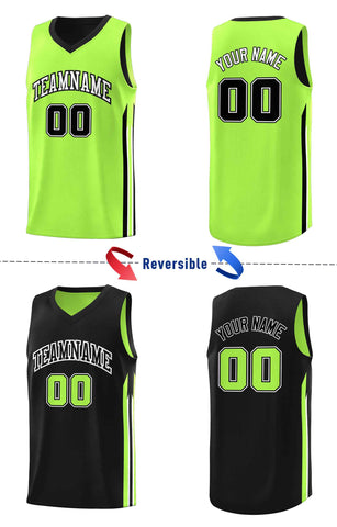 Custom Black Neon Green Double Side Sets Men Basketball Jersey