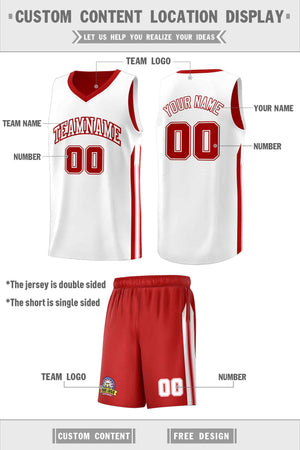 Custom Red White Double Side Sets Men Basketball Jersey