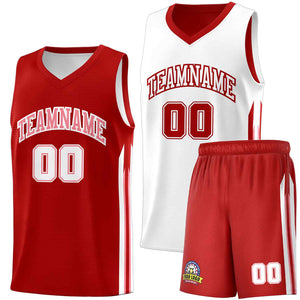 Custom Red White Double Side Sets Men Basketball Jersey