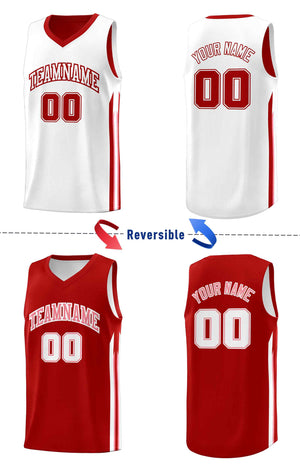 Custom Red White Double Side Sets Men Basketball Jersey