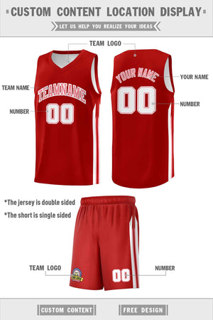 Custom Red White Double Side Sets Men Basketball Jersey