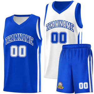 Maillot de basket-ball personnalisé Royal White Double Side pour hommes