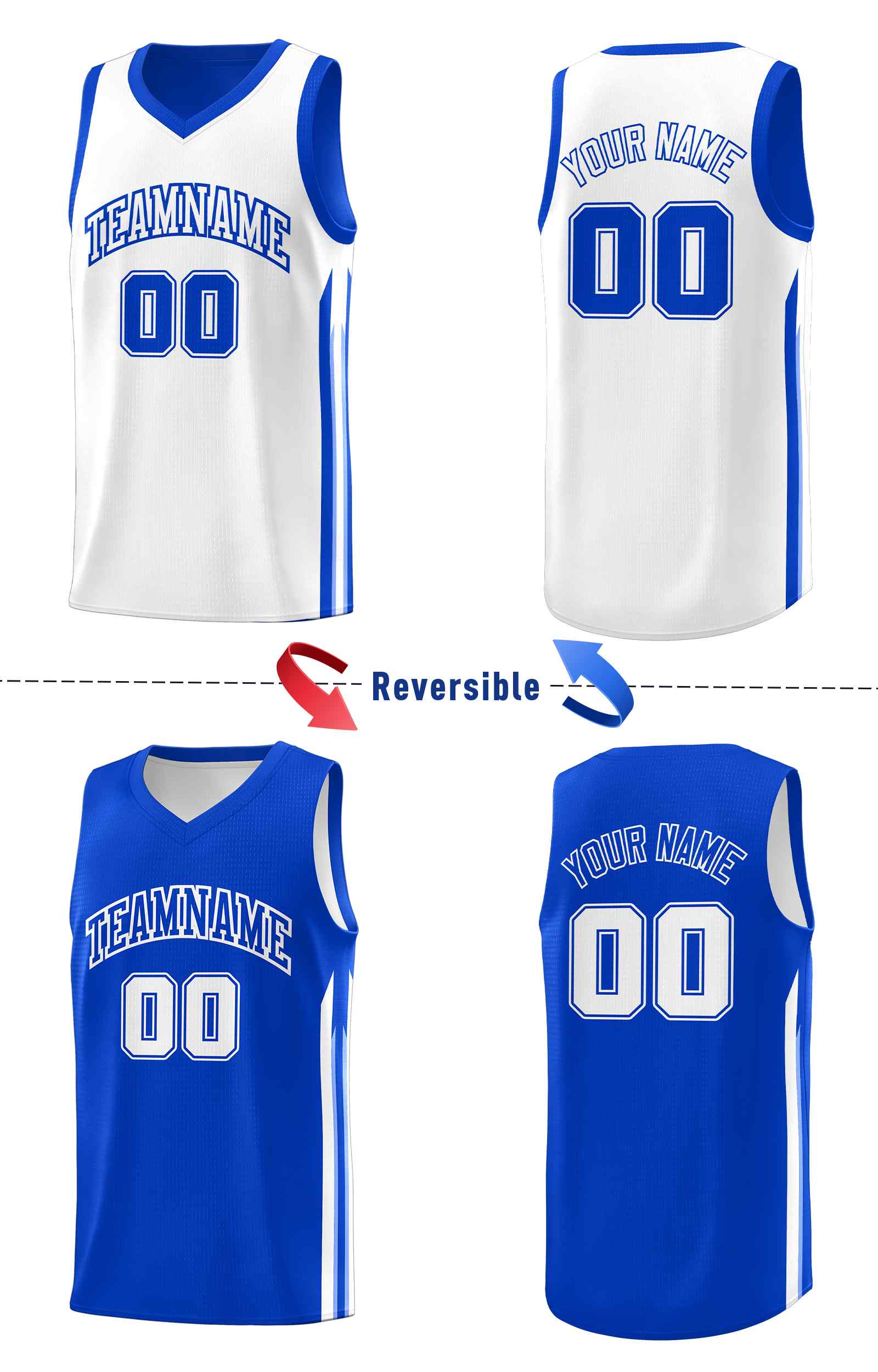 Custom Royal White Double Side Sets Men Basketball Jersey