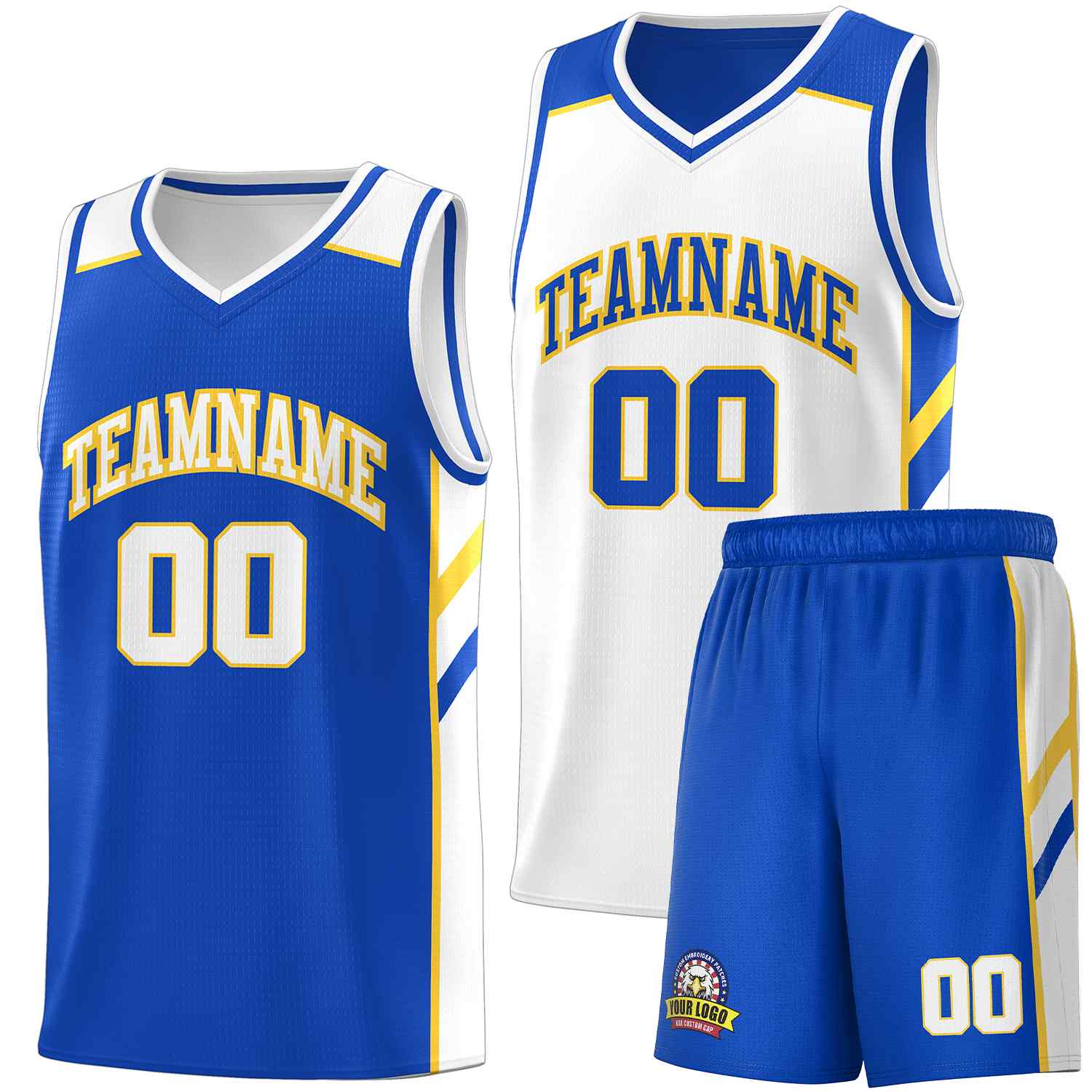 Custom Royal White Double Side Sets Men Basketball Jersey