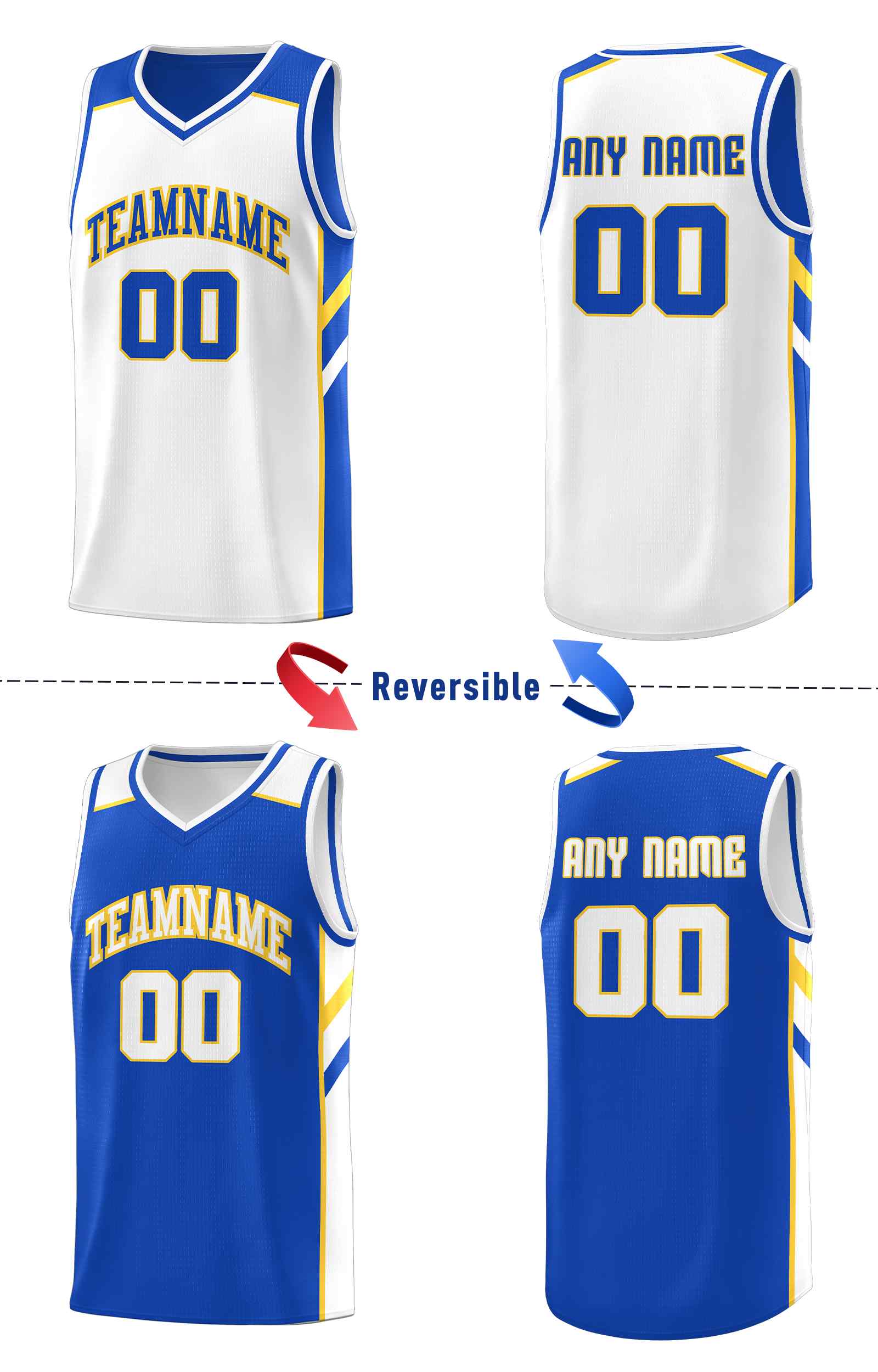 Custom Royal White Double Side Sets Men Basketball Jersey