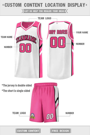 Maillot de basket-ball personnalisé pour hommes, ensemble Double face rose et blanc