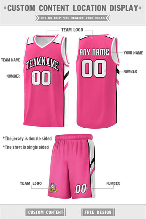 Maillot de basket-ball personnalisé pour hommes, ensemble Double face rose et blanc