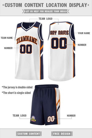 Custom Navy White Double Side Sets Men Basketball Jersey