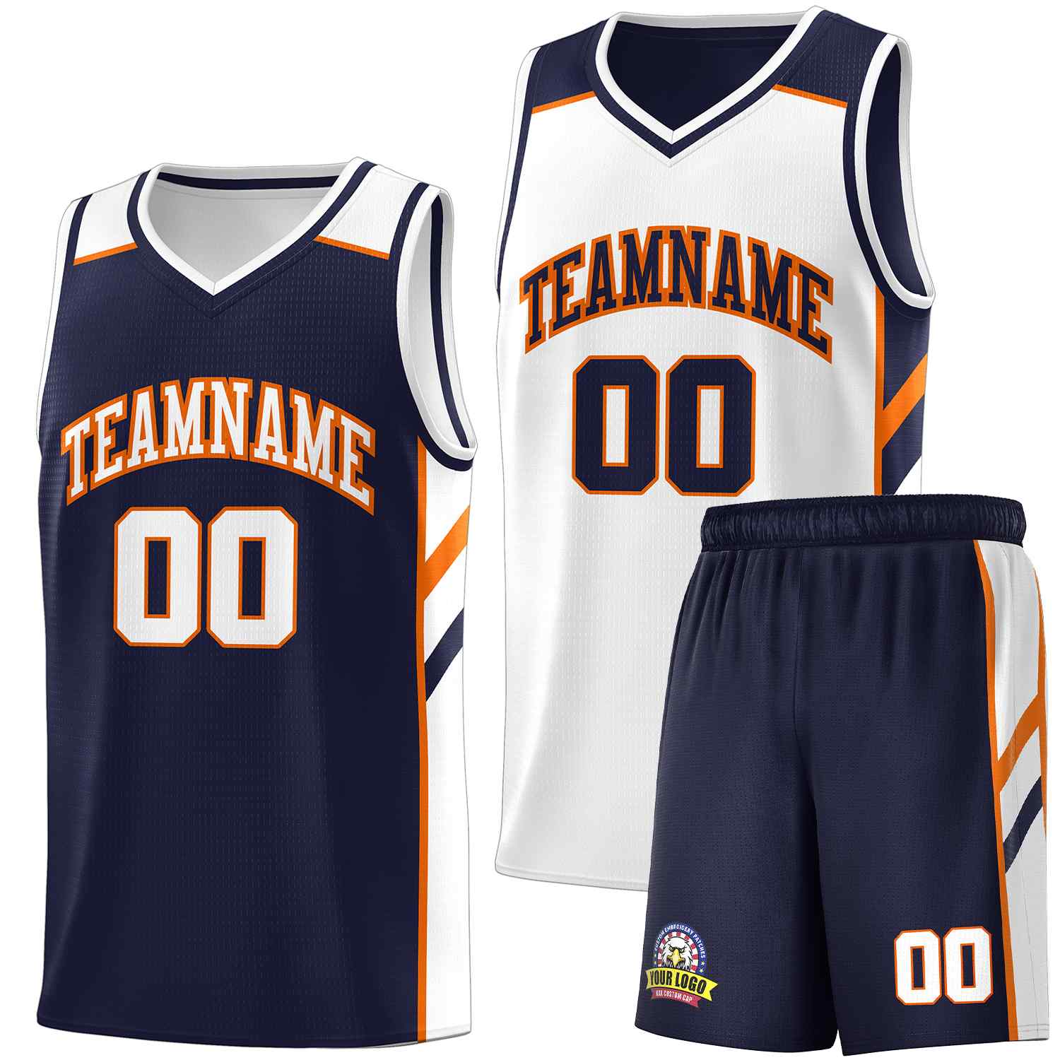 Custom Navy White Double Side Sets Men Basketball Jersey