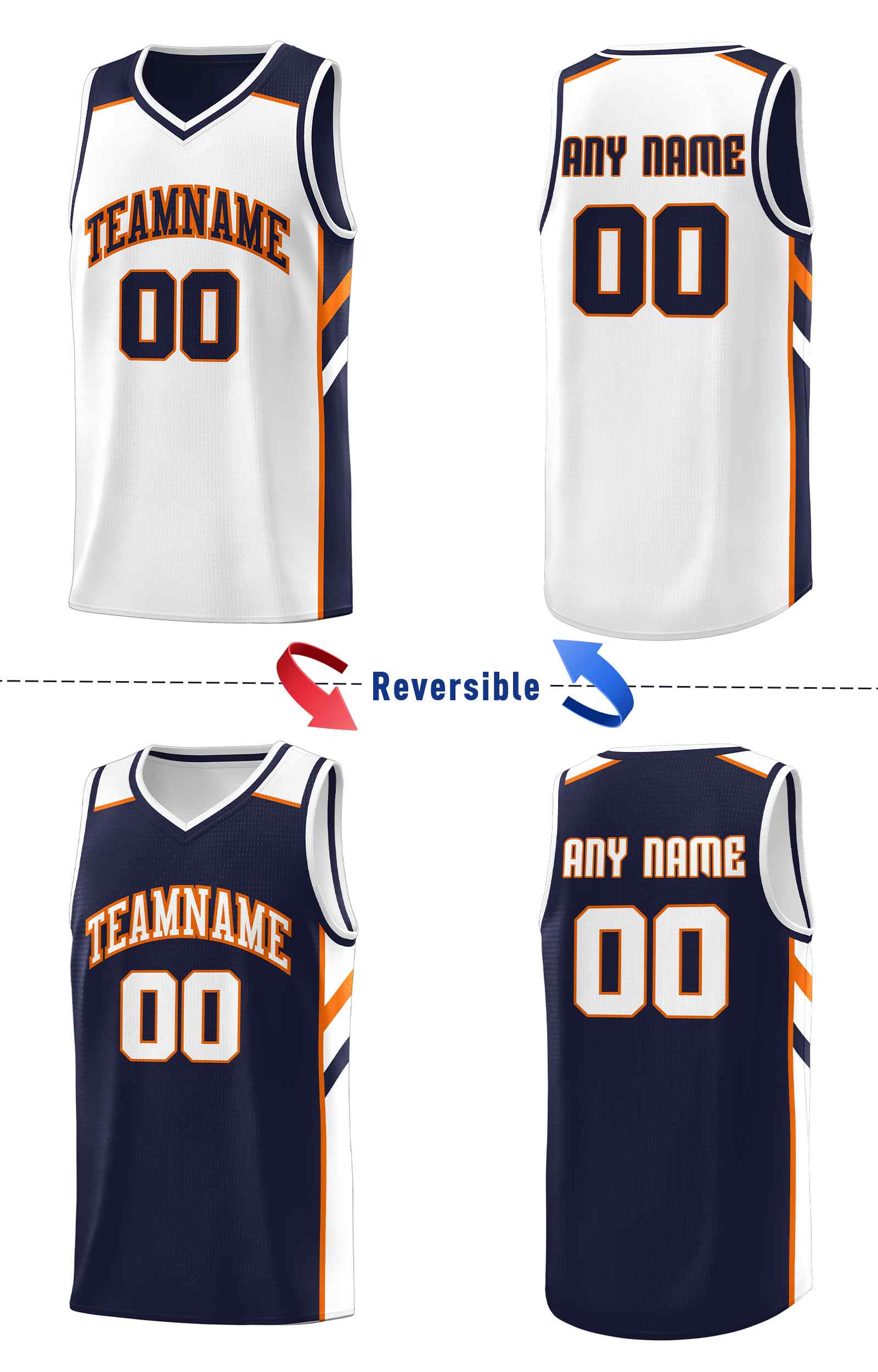 Custom Navy White Double Side Sets Men Basketball Jersey