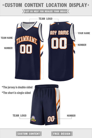 Custom Navy White Double Side Sets Men Basketball Jersey