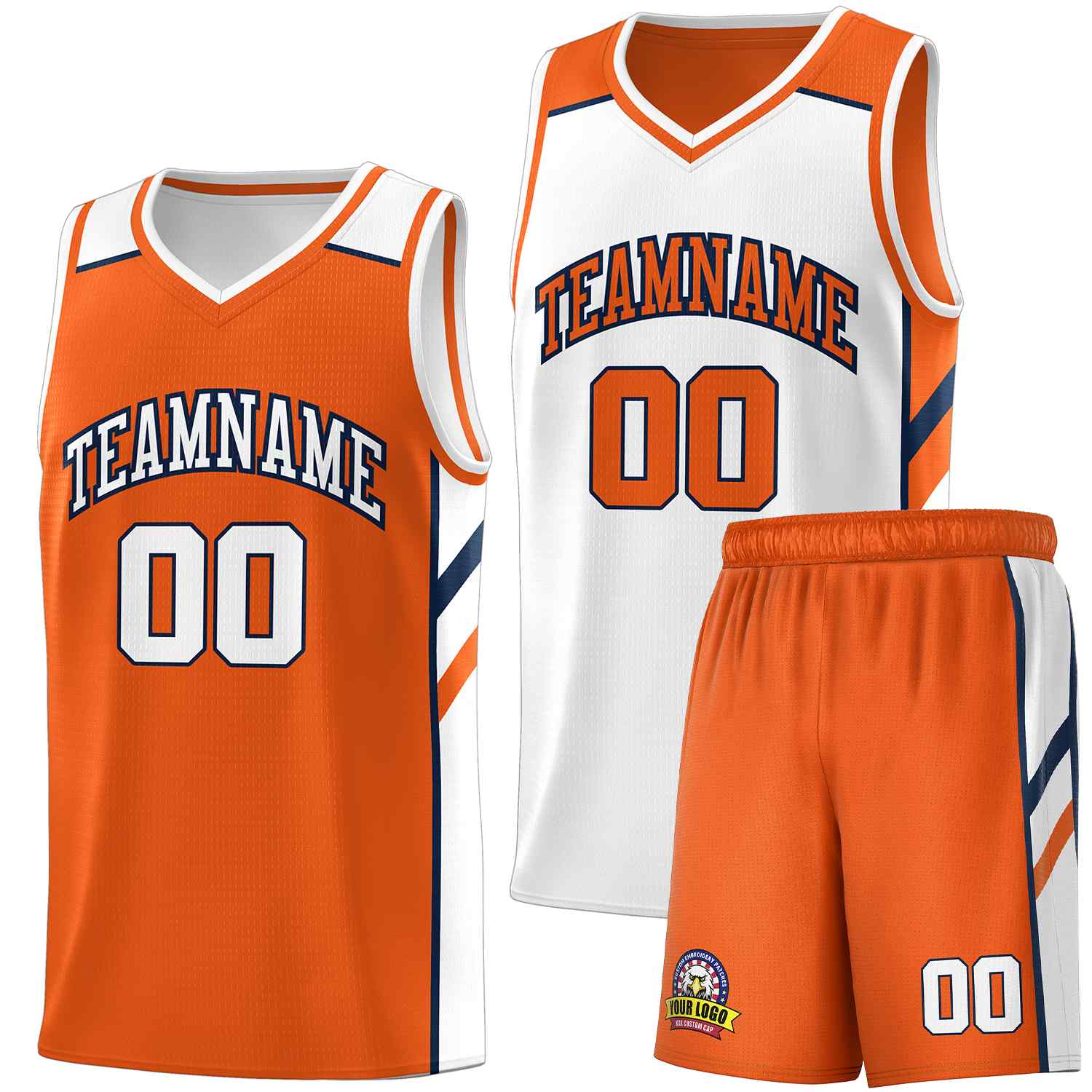 Le double côté blanc orange fait sur commande place le maillot de basket-ball des hommes