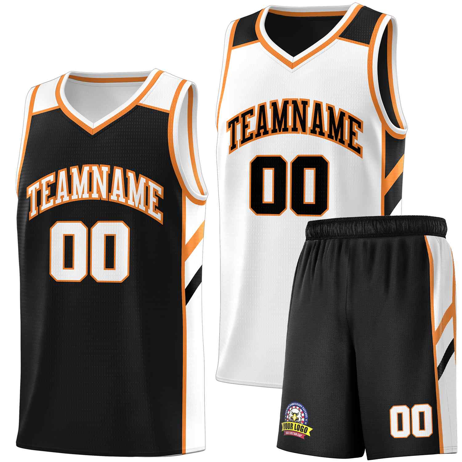 Custom Black White Double Side Sets Men Basketball Jersey