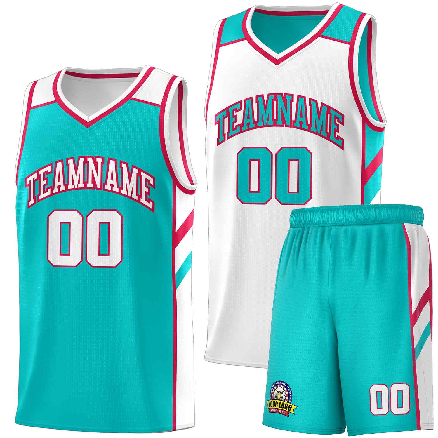 Maillot de basket-ball personnalisé Aqua White Double Side pour hommes