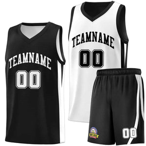 Maillot de basket-ball pour hommes, ensemble Double face noir et blanc personnalisé