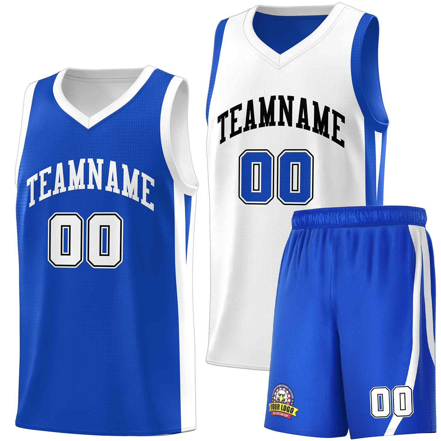 Custom Royal White-Black Double Side Sets Men Basketball Jersey