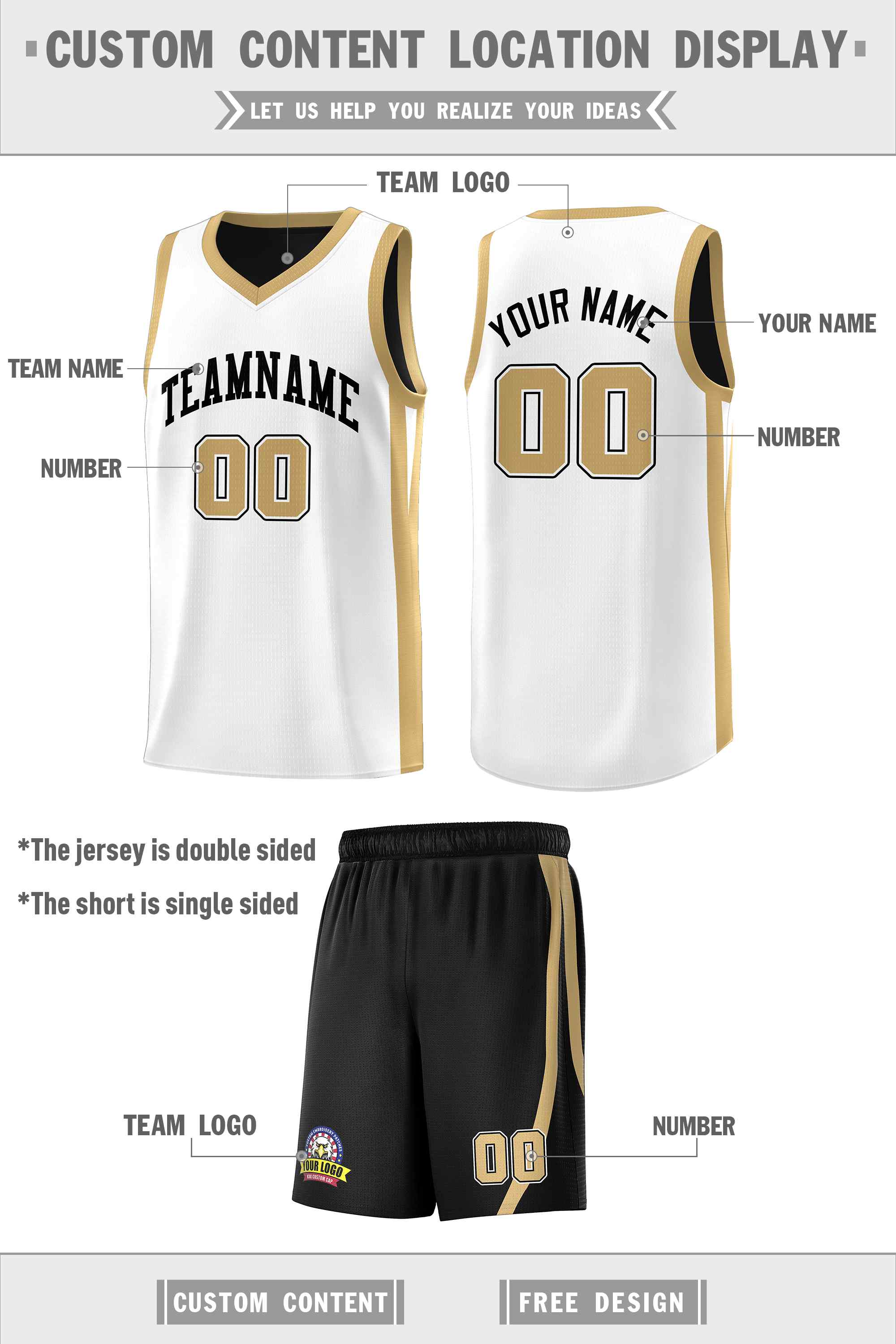 Custom Black White Double Side Sets Men Basketball Jersey