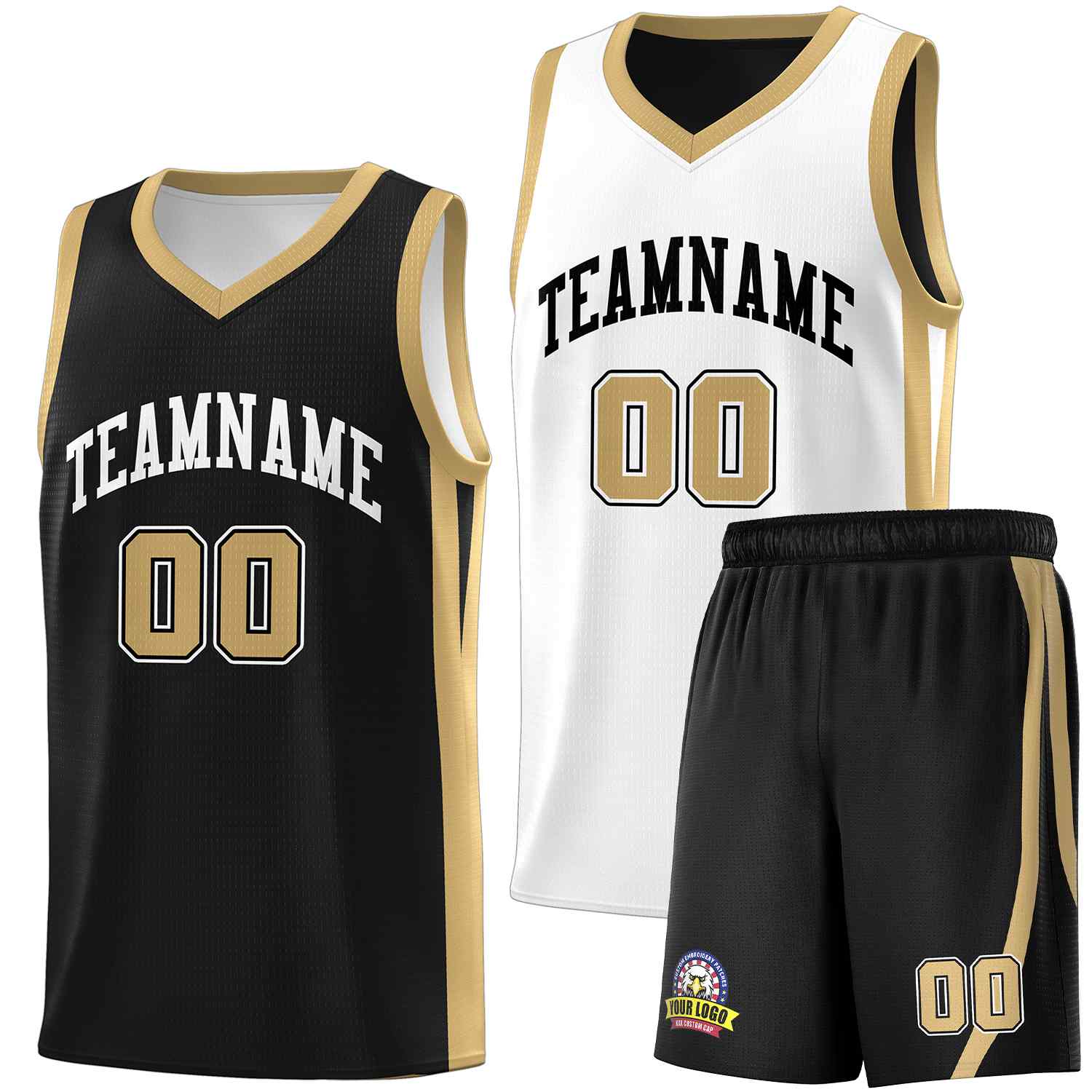 Custom Black White Double Side Sets Men Basketball Jersey