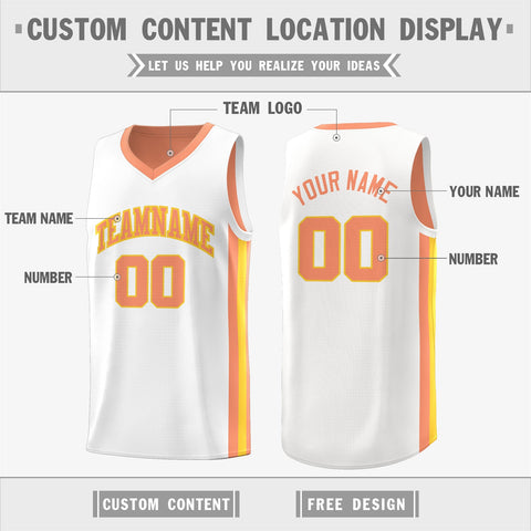 Custom Orange White-Yellow Double Side Tops Basketball Jersey