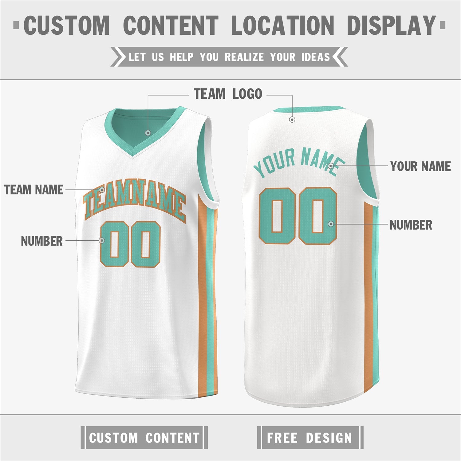 Custom Light Green White Khaki Double Side Tops Basketball Jersey