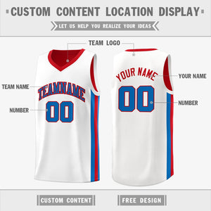 Custom Red White-Royal Double Side Tops Basketball Jersey