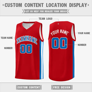 Custom Red White-Royal Double Side Tops Basketball Jersey