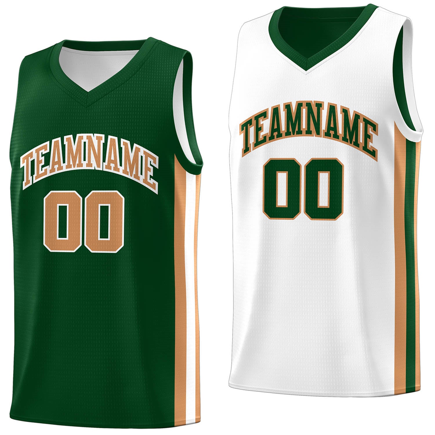 Custom Green Khaki-White Double Side Tops Basketball Jersey