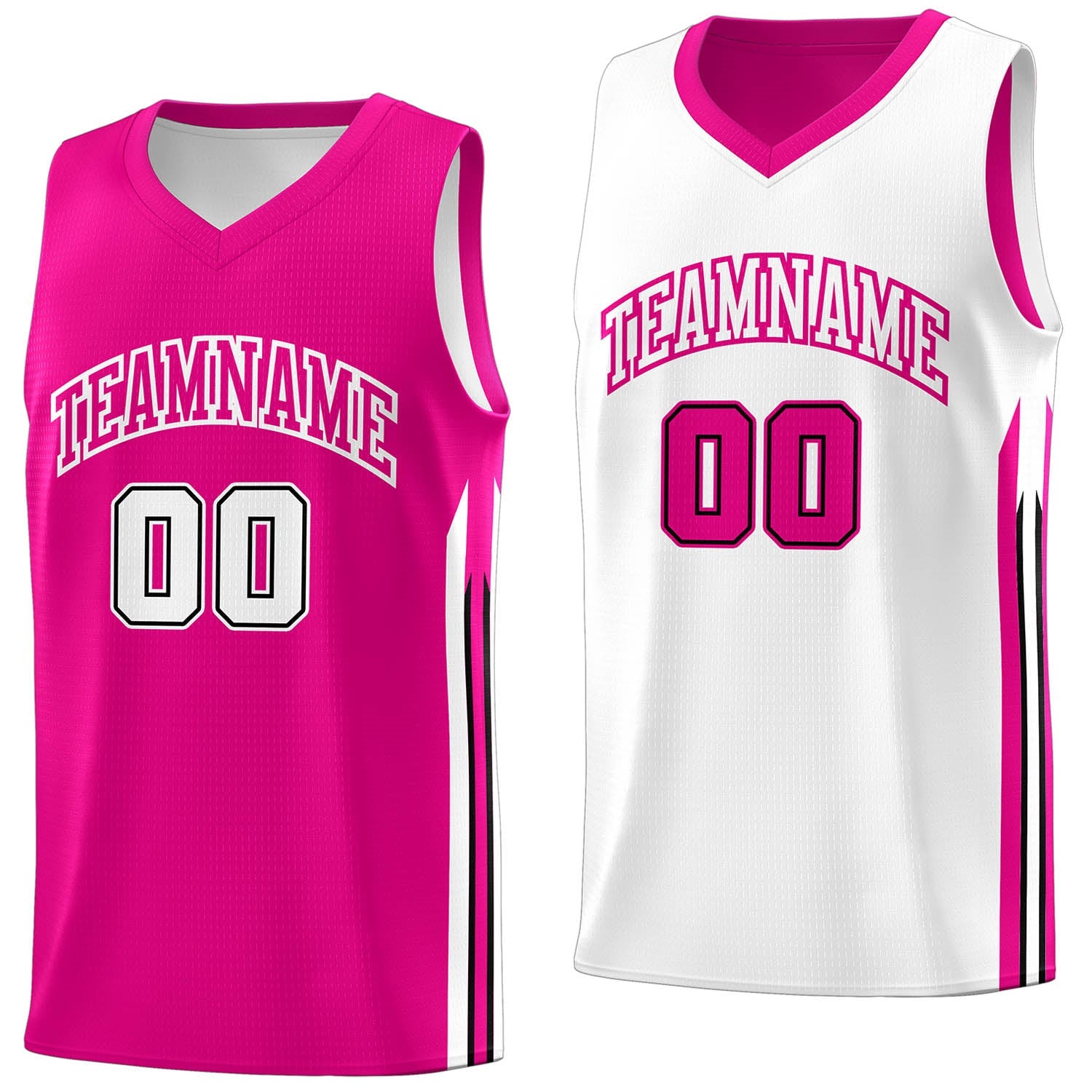 Maillot de basket-ball de mode d'entraînement de dessus de Double côté blanc rose fait sur commande