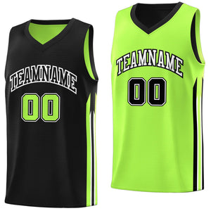 Maillot de basket-ball de mode d'entraînement de dessus de Double côté vert noir fait sur commande