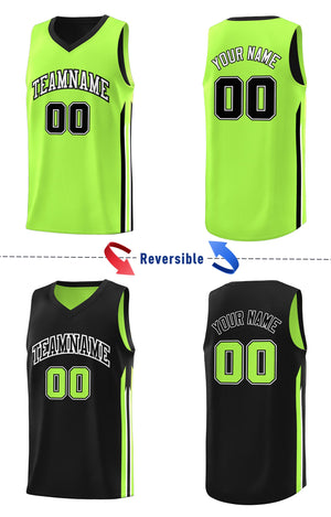 Maillot de basket-ball de mode d'entraînement de dessus de Double côté vert noir fait sur commande