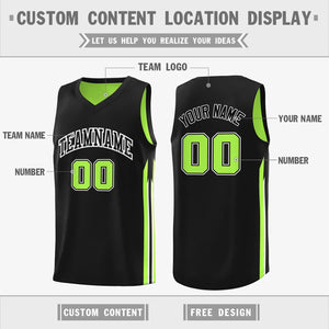 Custom Black Green Double Side Tops Training Fashion Basketball Jersey