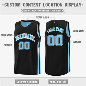 Custom Black Lt Blue Double Side Tops Training Fashion Basketball Jersey